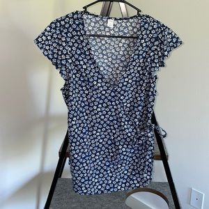 Old navy, Size M, Blue Floral Wrap Blouse
